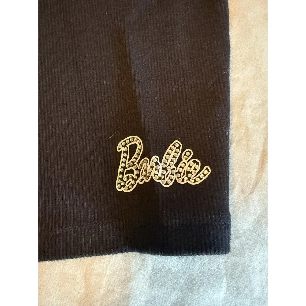 Forever 21 Barbie Women's Small Black Ribbed‎ Biker Shorts Rhinestone Logo